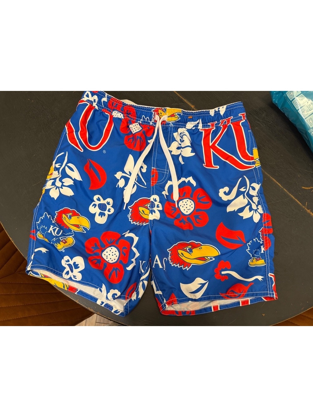 Wes and Willy Men's Large Blue University of Kansas Jayhawks Swim Trunks Size L